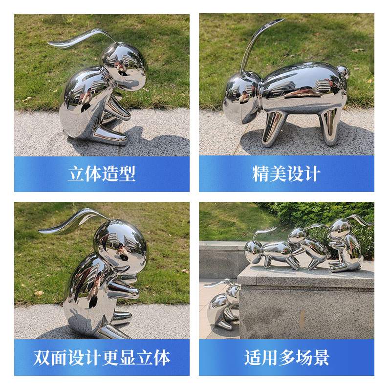 不锈钢兔雕塑户外酒店园林景观仿真动物摆件花园装饰摆件