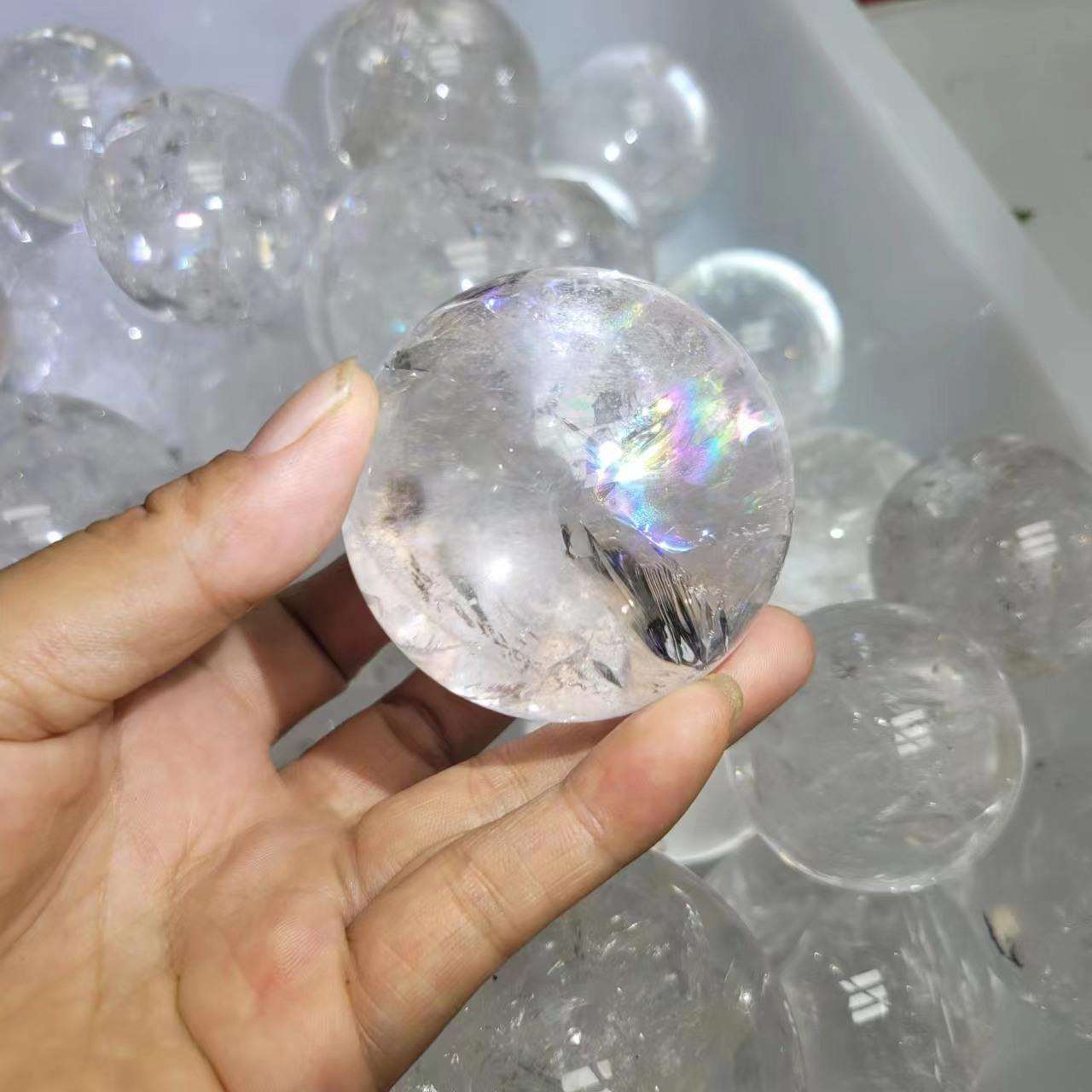 然SKY天巴西白阿塞品彩虹水晶水晶球拍摄道具风水开球业室内