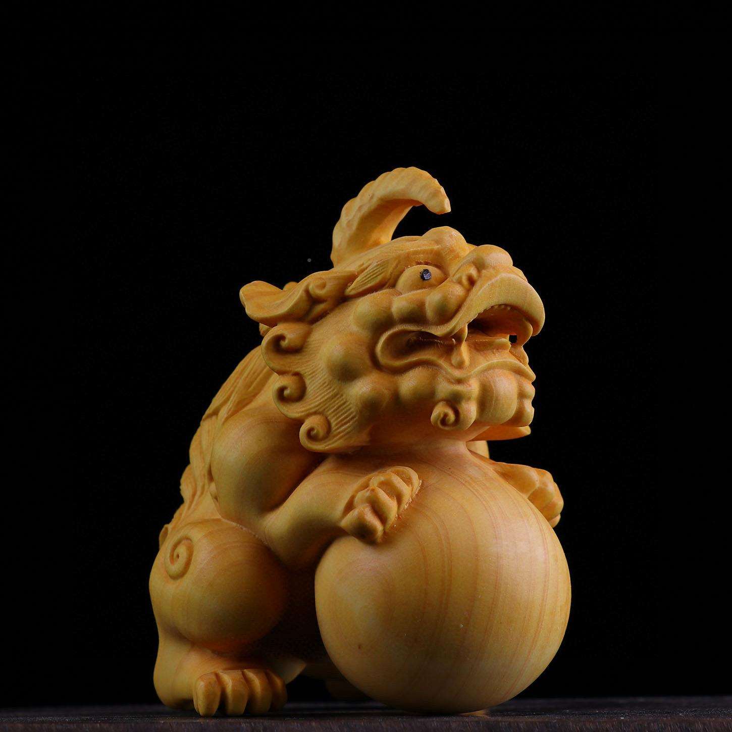 黄木雕独文角兽有求必应家居茶261宠把件随身盘玩手杨貔貅玩工艺