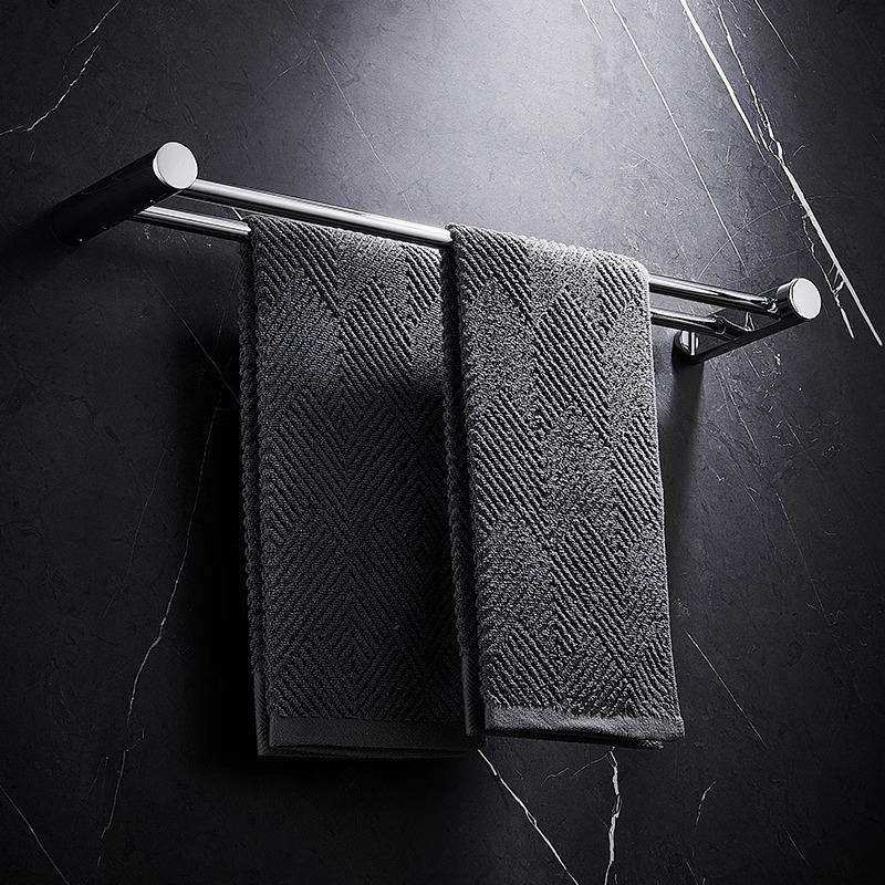 毛巾杆打架双孔MYJ浴室卫生间镀巾铬单杆挂毛浴巾置物架壁挂式收