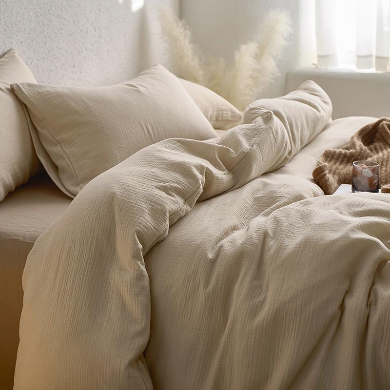 层皱皱纱纯棉级BD-A类三套单件a类被母婴全棉被罩三件三套纯色单