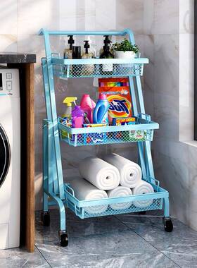 外HH-XTC02销带轮动移推折车平行叠便携置物架落地厨房客厅置物小