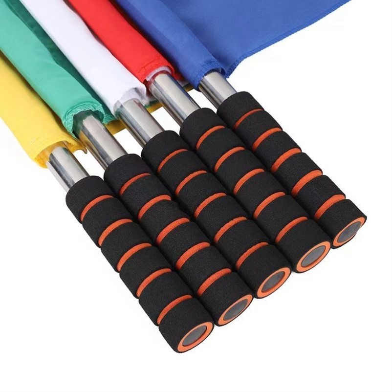 手持红黄绿发令旗交通指挥手旗足球巡边旗铁路信号旗运动会裁边旗