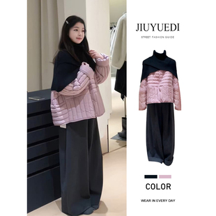 休闲套装 JIUYUEDI九月底法式 新款 女冬季 针织披肩排骨棉服直筒裤