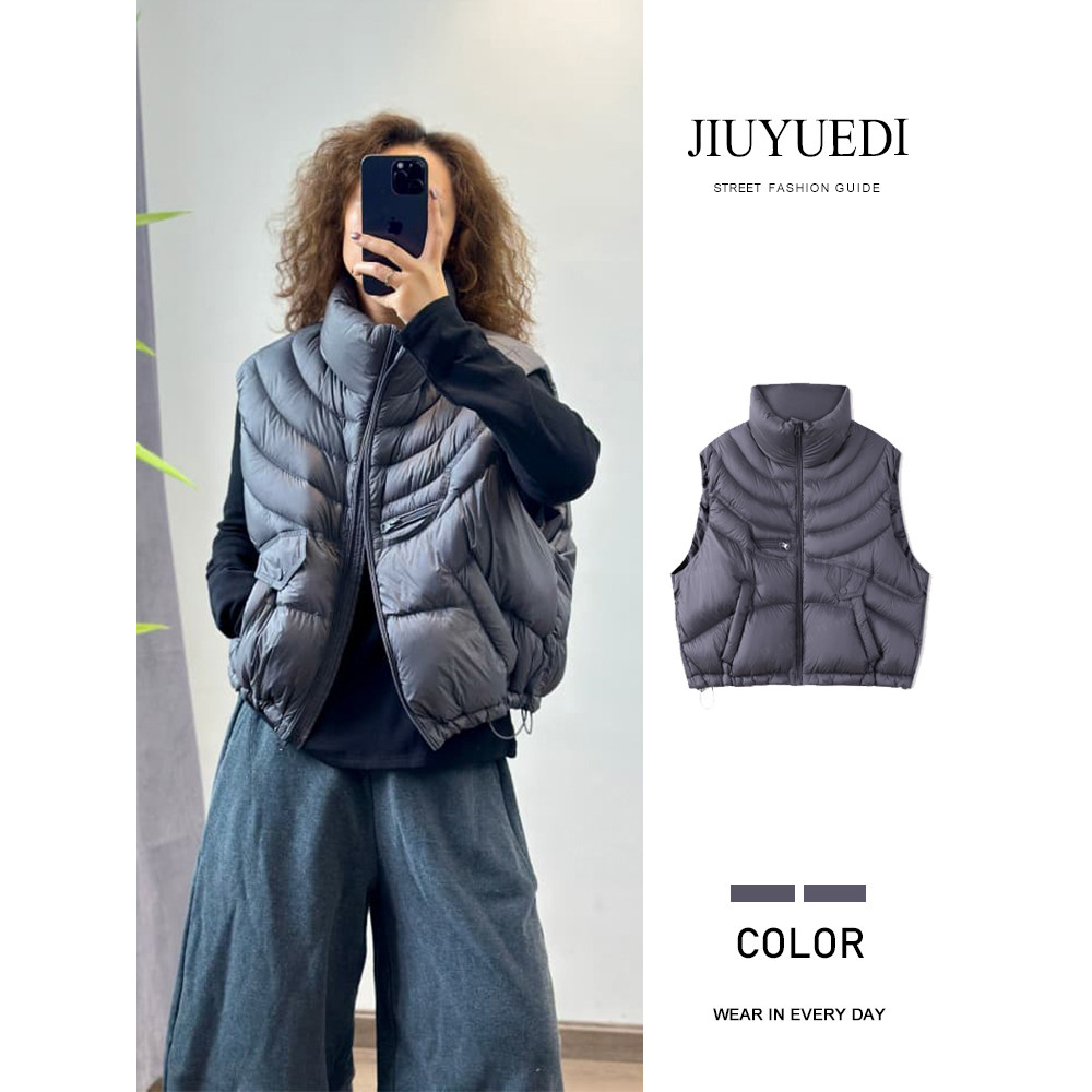 JIUYUEDI九月底韩版设计感棉服马甲女短款立领拉链坎肩背心外套,女装/女士精品,马夹,淘宝优惠券,粉丝福利购,淘宝优惠卷