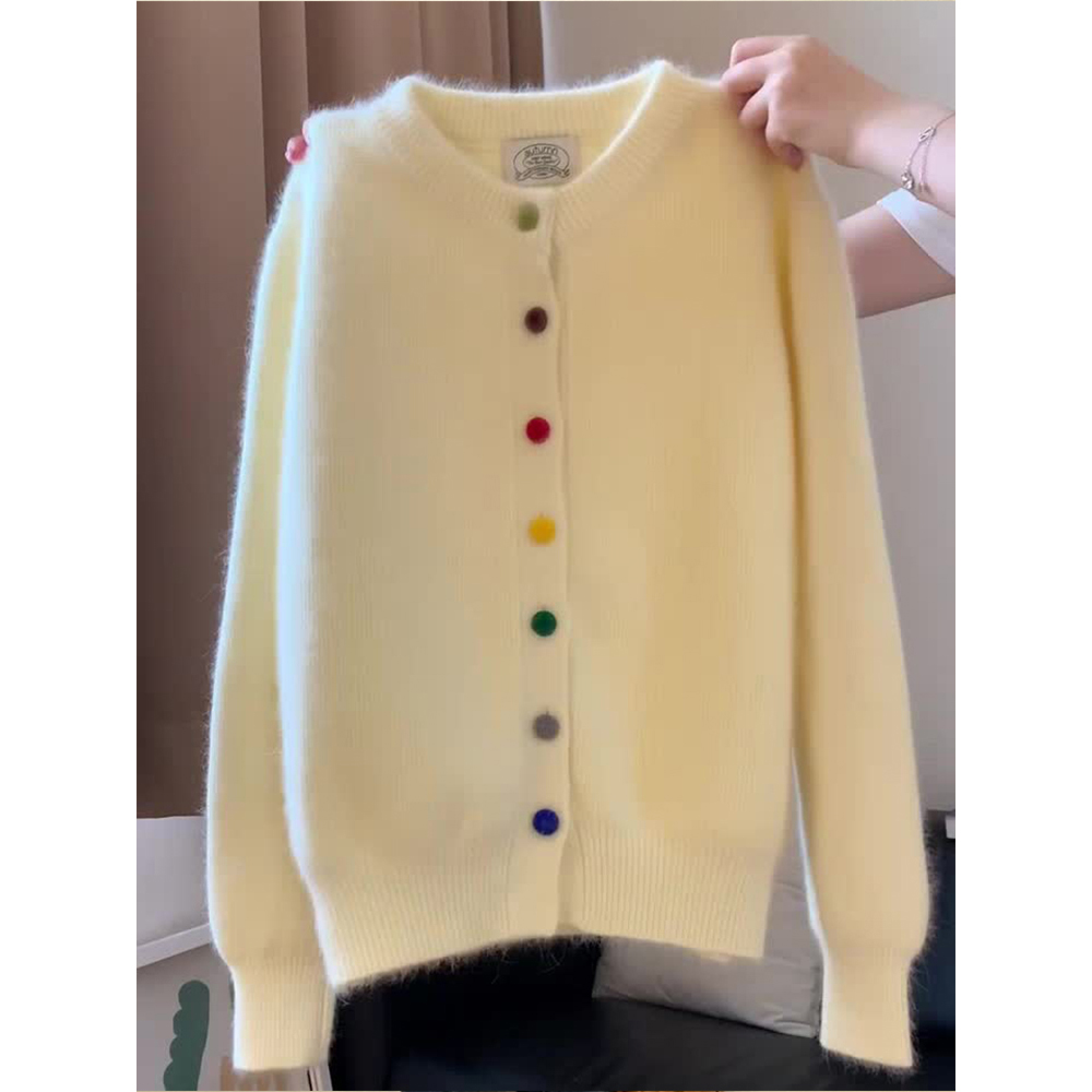 韩系彩色纽扣针织开衫显瘦毛衣