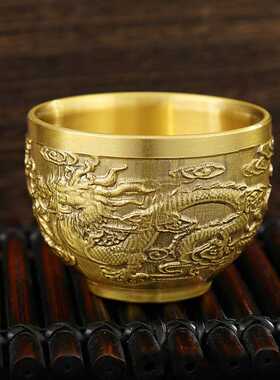 新款直销黄铜金色中国风百福龙凤酒杯摆件创意办公室摆件酒水杯茶