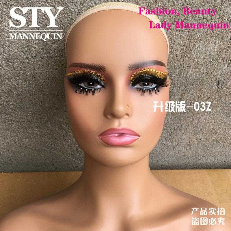 新款直销新款欧美风双肩假发模特头升级版妆容个性头模拍照展示模