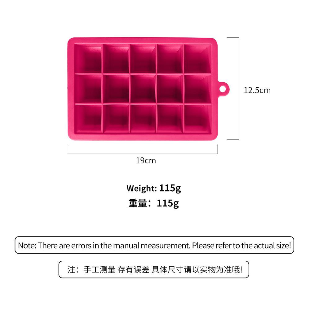 直销新款硅胶冰格15格方形带盖冰格模具家用制冰器冰格冰块模具现