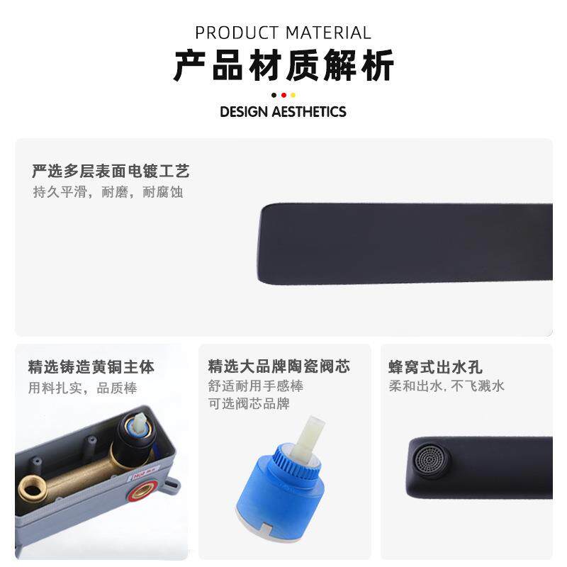 新款直销澳洲入墙式暗装面盆冷热水龙头枪灰色嵌入式洗脸台上盆龙