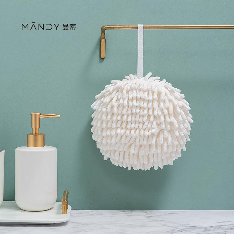 直销新款雪尼尔擦手球 厨房卫生间手巾可挂式速干加厚擦手毛巾 吸