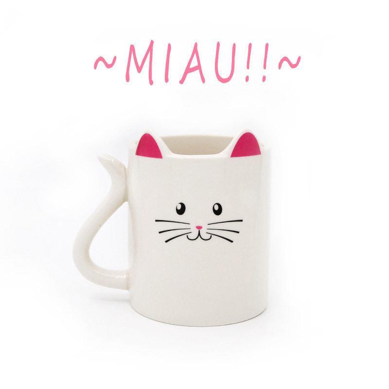 新款直销猫咪马克杯创意手绘动物杯子陶瓷杯情侣水杯可爱个性猫形