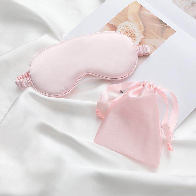 直销新款仿真丝眼罩抽绳袋套装伴手礼现货小礼品遮光丝绸眼罩睡眠