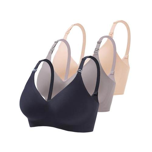 直销新款欧美新款孕妇透气无钢圈哺乳期内衣大码聚拢前开扣喂奶哺