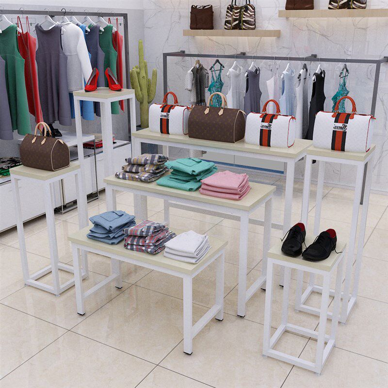 服装店展示架流水台商场鞋包中岛高低桌子花店多层花架橱窗陈列柜