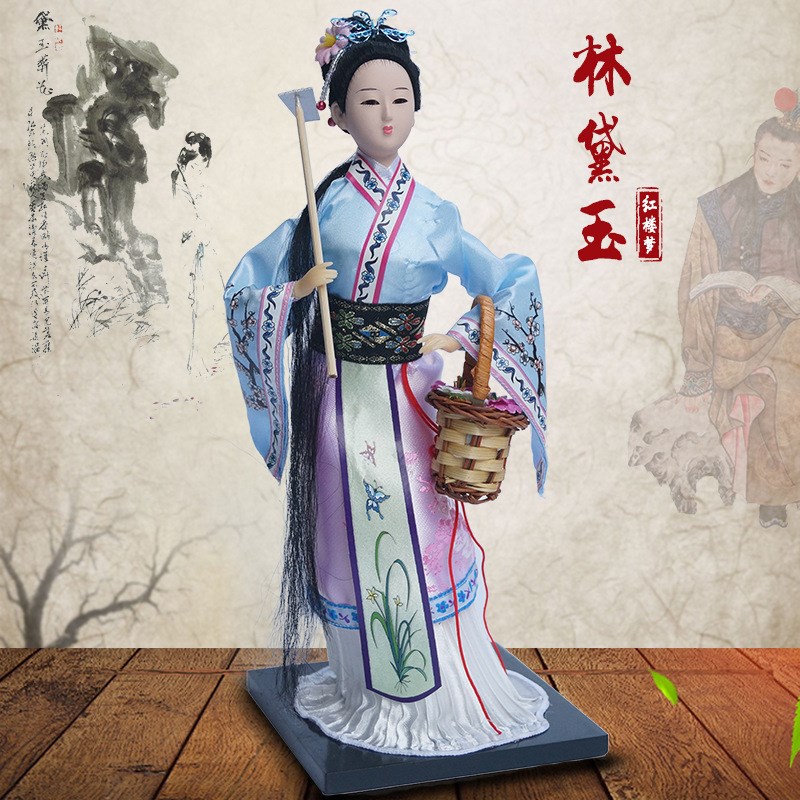 北京红楼梦绢人十二金钗人偶 中国风工艺礼品摆件 唐偶娃娃凝蝶工