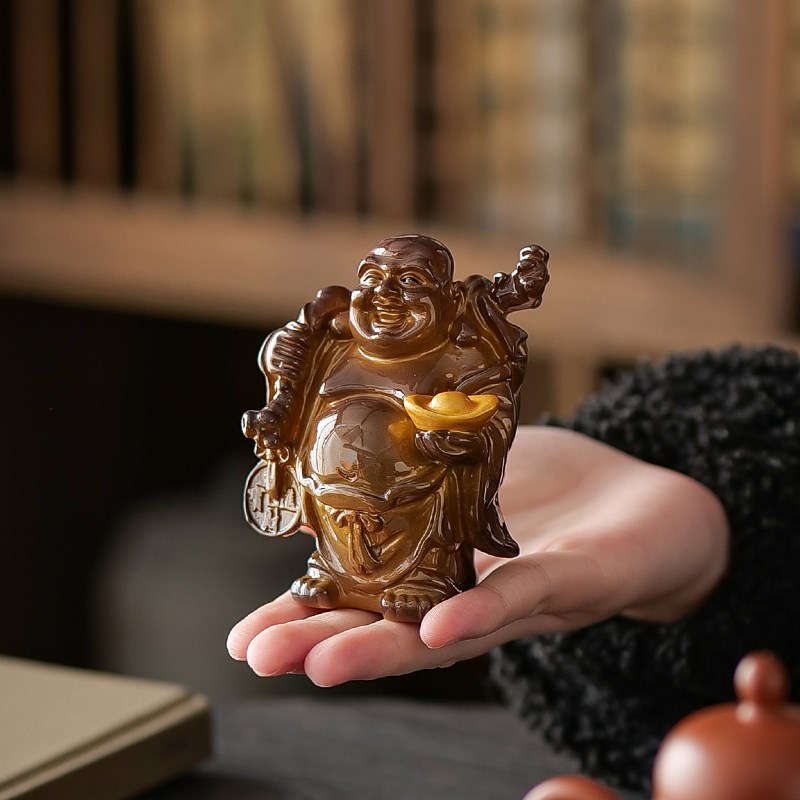 热水变色茶宠摆件禅意弥勒佛茶玩精品可养茶盘茶台桌装饰茶具配件