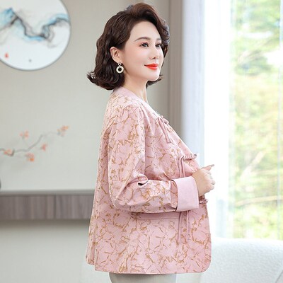 妈妈装秋装新款复古中式外套2024新款中老年女士春秋高贵国风上衣