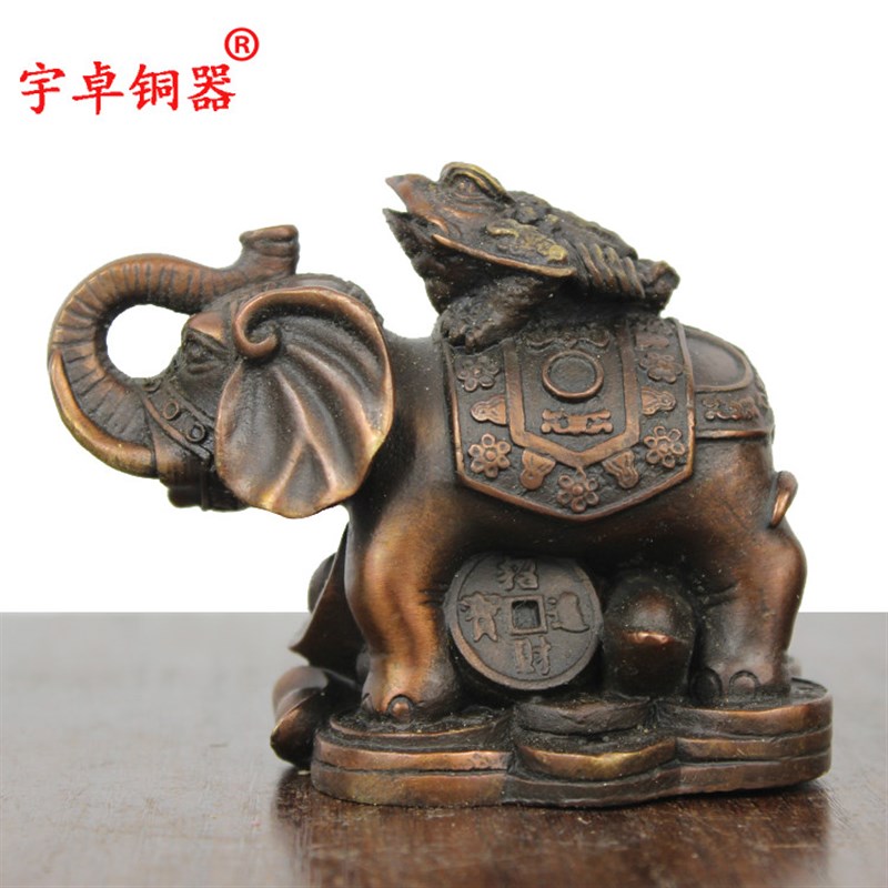 宇卓铜器象上蟾 纯铜工艺品象上金蟾摆件铜象黄铜象