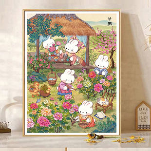 皇室蒙娜丽莎谷雨兔十字绣2026新款爆款客厅高级小件玄关卧室刺绣