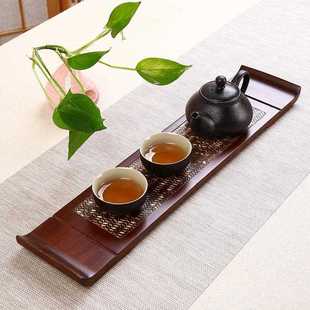 直销新款 茶 家用简约竹茶盘竹制长方形干泡盘日式 排水功夫茶具套装