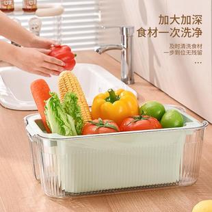 双层沥水篮洗菜蓝洗菜盆家用厨房多功能大容量塑料果蔬碗 直销新款