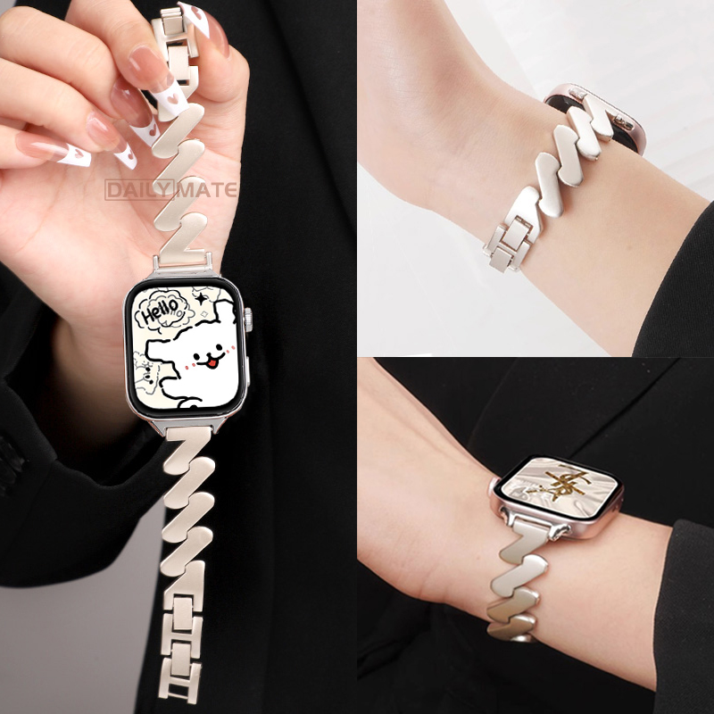 适用于华为手表watch fit4表带fit3波浪纹金属腕带新款小众手表链FIT2智能运动Fit4pro女款时尚ins风fit1配件