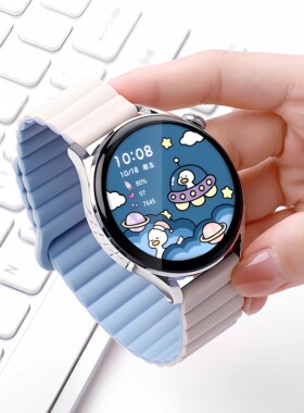 适用于华为gt6/gt5手表表带gt4新款watch5腕带4pro男gt3运动女士41硅胶磁吸gt2智能gt1配件夏天时尚透气表链