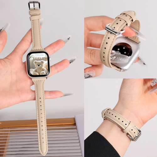 适用于iqoo/vivowatchgt2表带真皮小蛮腰时尚小众手表带透气新款智能运动VIVOWatchGT腕带女表链简约皮质配件