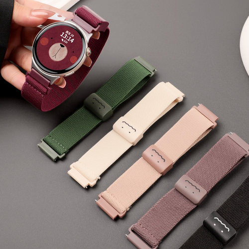 适用于荣耀手表fit/GS5表带笑脸涂鸦编织磁吸扣腕带honor新款Watch Fit智能运动配件男女时尚透气夏天替换带