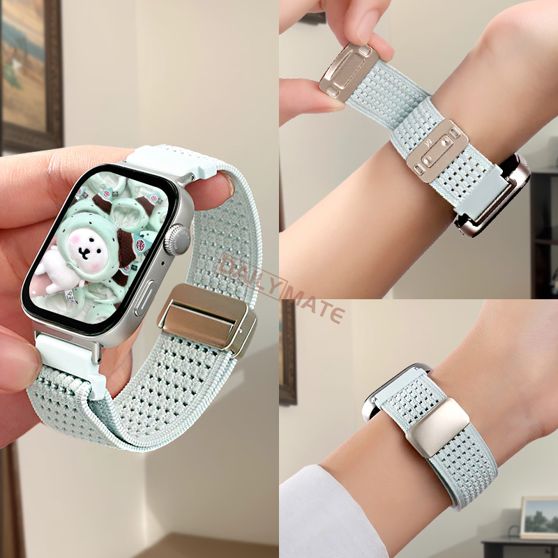 适用于华为fit4手表表带针织透气fit4pro腕带Watch Fit3新款磁吸扣编织小众简约表链创意网洞男女款智能配件
