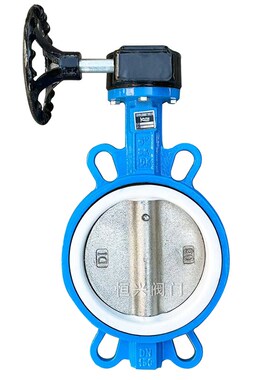 热销涡轮对夹四氟蝶阀D371F-10/16Q 球墨体 304板 聚四氟乙烯