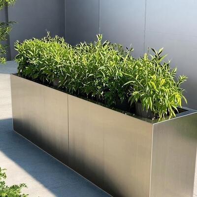 户外不锈钢定制花箱阳台种植箱广场商业街长方形花坛铁艺成品花