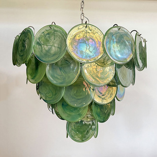 穆拉诺七彩吊灯酒店别墅客厅餐厅卧室氛围感艺术造型圆形琉璃吊灯