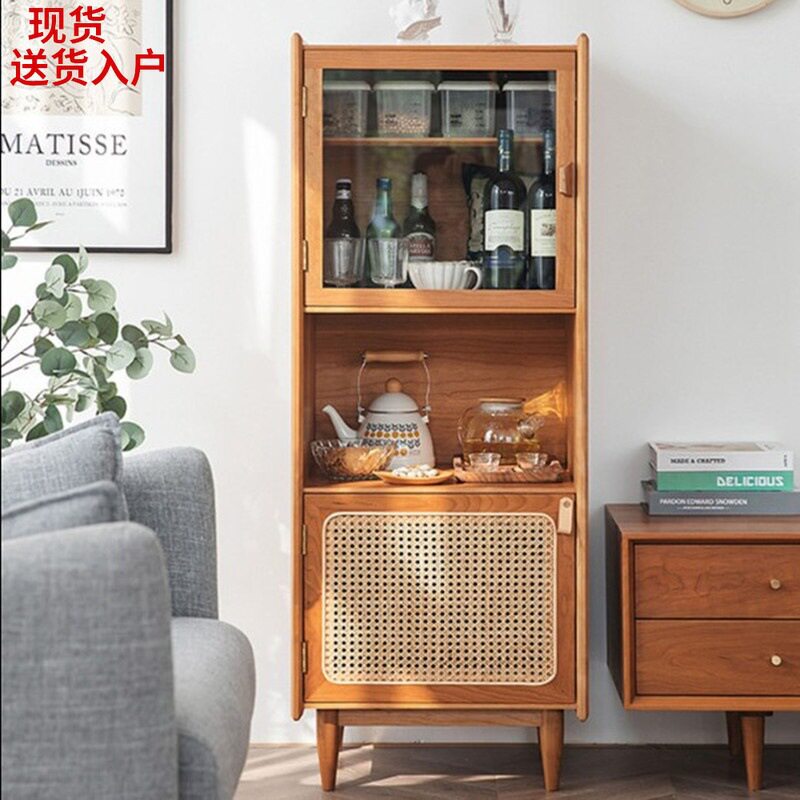 北欧实木餐边柜小立柜茶水柜收纳储物柜高柜酒柜客厅电视边柜斗柜