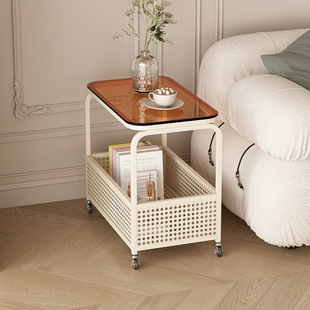 移动简约边几多功能客厅网红收纳储物床头轻奢北欧带轮移动小茶几