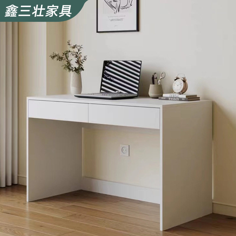 意式极简实木书桌家用简约带抽屉学生电脑桌卧室书房办公化妆桌