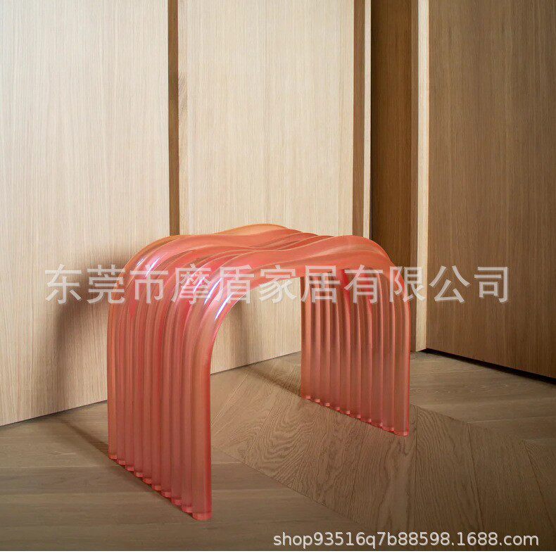 简约现代透明亚克力梳妆凳个性艺术换鞋凳设计师异形茶几矮凳子