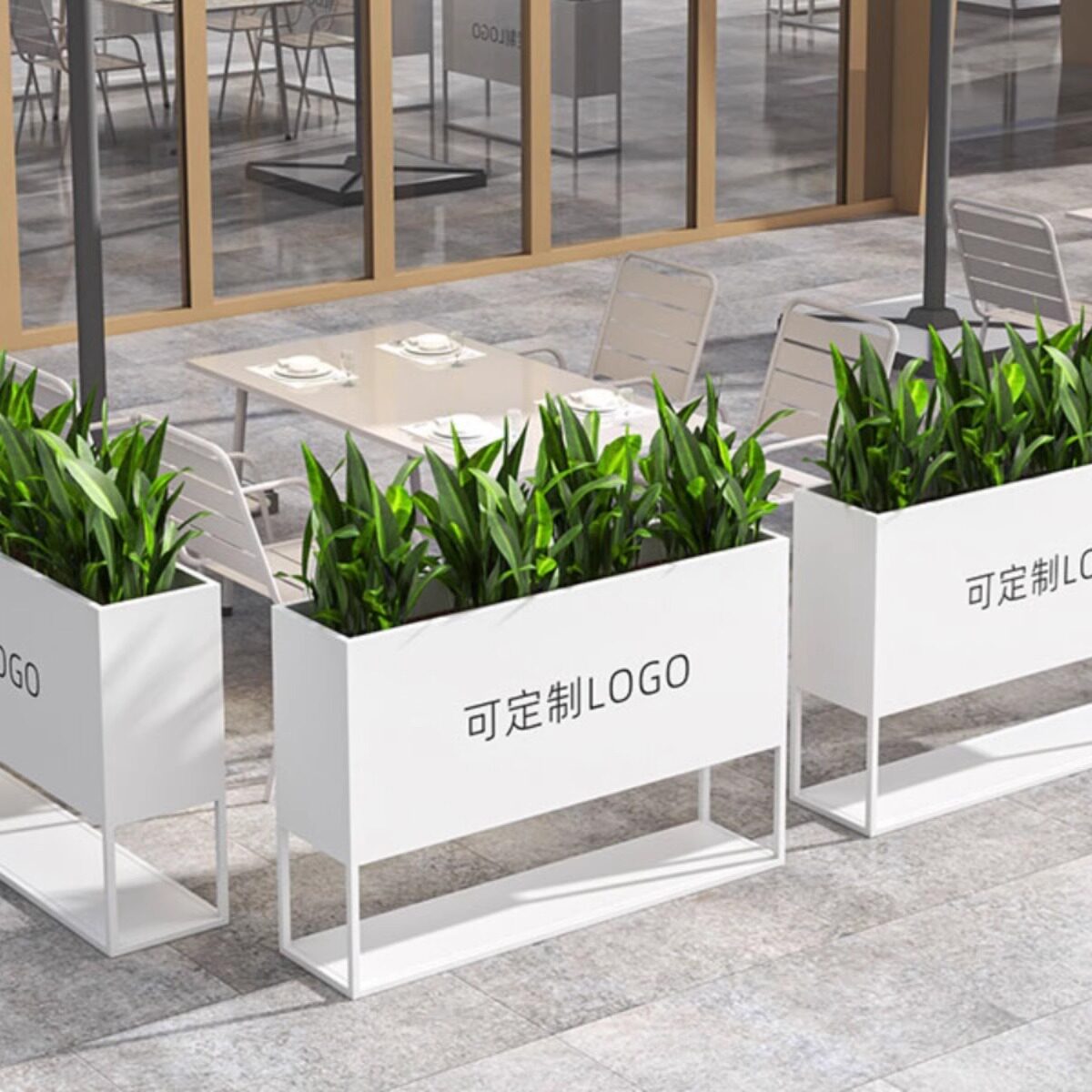 户外铁艺花箱咖啡店餐厅外摆花架落地隔断围栏广场商业街户外花坛
