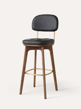 XZB109F-1吧台椅实木轻奢美式复古休闲酒吧椅北欧家用现代金属高