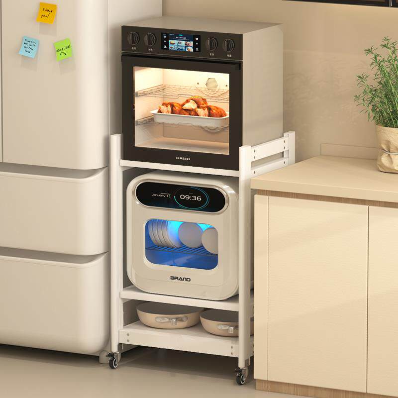 三层厨房微波炉置物架落地多层嵌入式大尺寸蒸烤箱洗碗机收纳架子