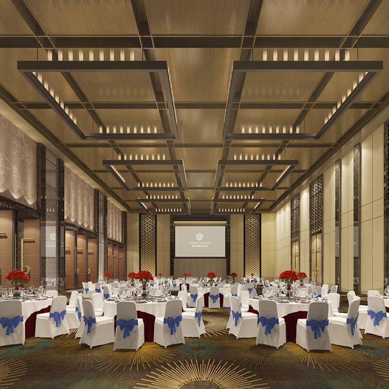酒店工程灯具新中式酒店长方形吊灯会所大堂宴会厅吸顶大吊灯制造