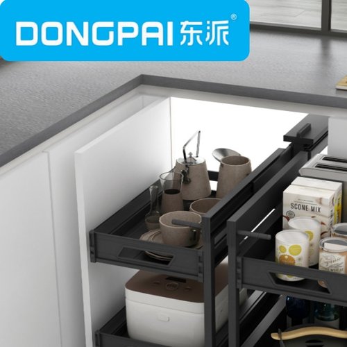 东派-星米动静分隔转角篮厨房转角全铝拉篮小怪物转角篮锅盖碟篮