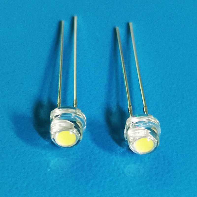 满杯长脚草帽金黄光 0.5W f5草帽长脚暖白光 5mm长脚草帽白灯大