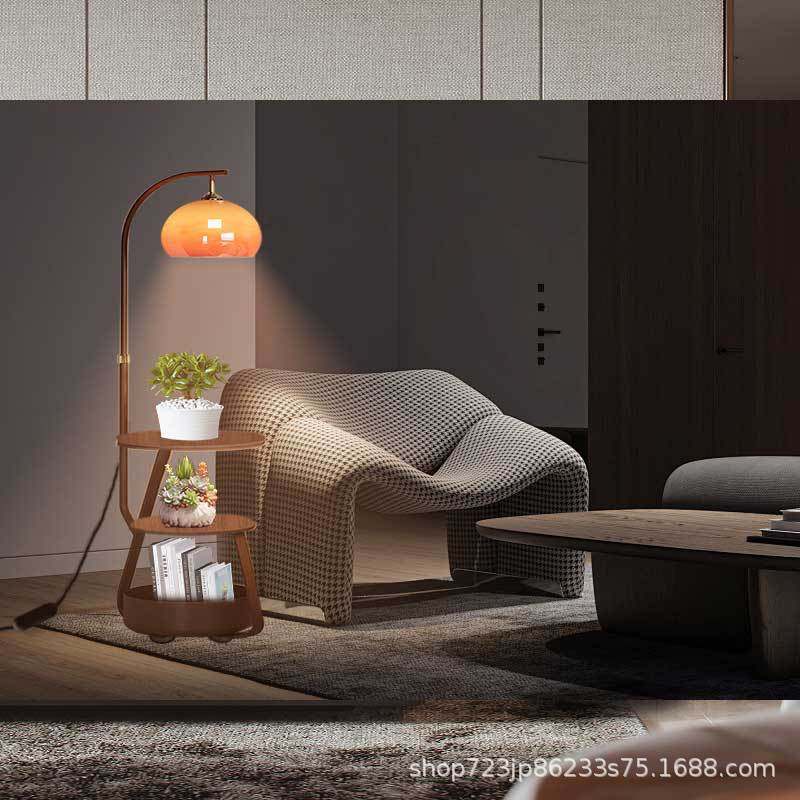 落地灯置物架一体床头柜灯客厅跨境高级感沙发卧室装饰民宿新款