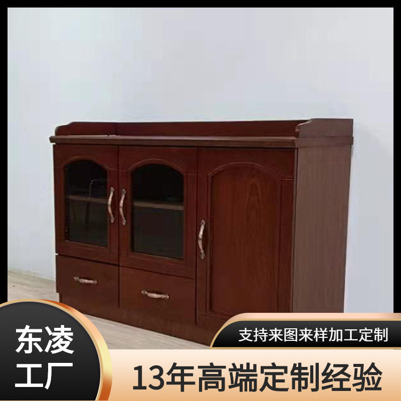 茶水柜双门三门四门木质储物柜子矮柜会议室落地柜玻璃门边酒水柜