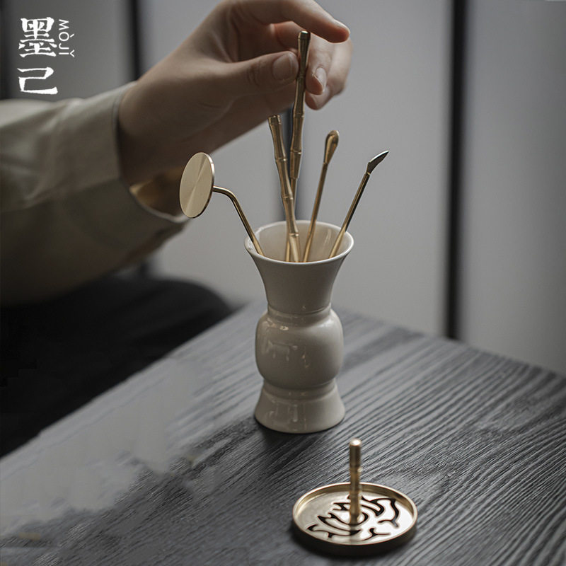 墨己 草木灰含配件茶道瓶 铜制打香篆工具 香道配件 用具家用香事