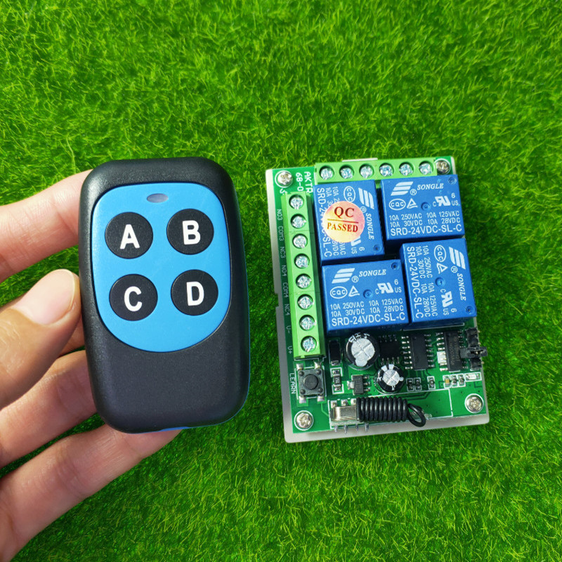 蓝色4键小遥控DC12V24V四路LED灯具电源门禁车尾板喇叭开关控制器