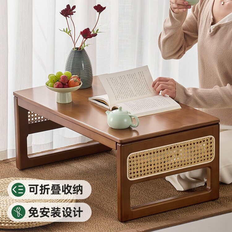 折叠飘窗桌榻榻米床上矮桌家用学习炕桌简易窗台茶桌阳台休闲炕几