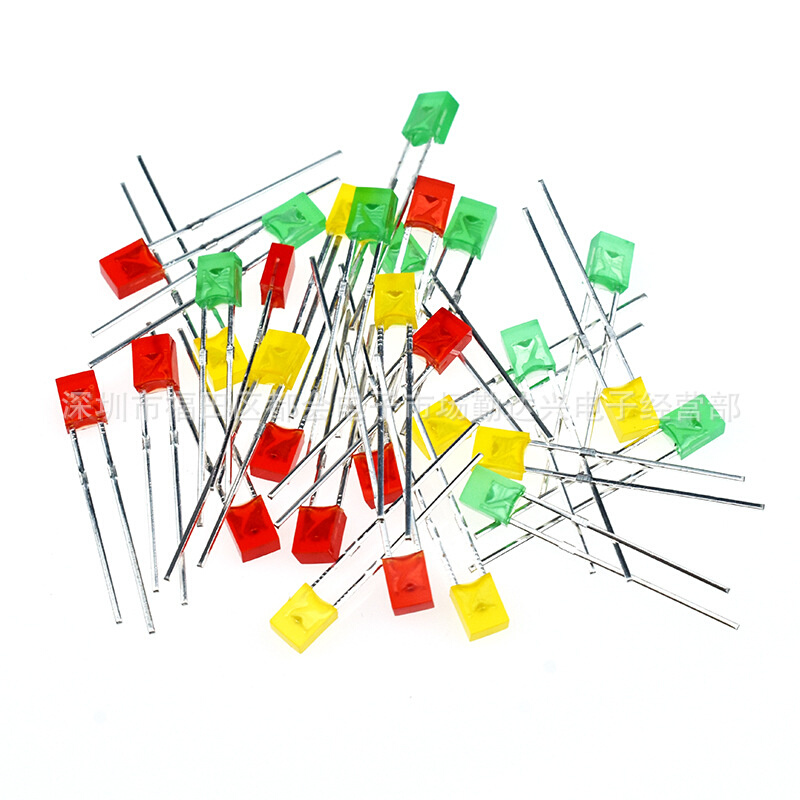 234绿发普绿方形2*3*4mm绿色指示灯短脚直插式led灯珠发光二极管